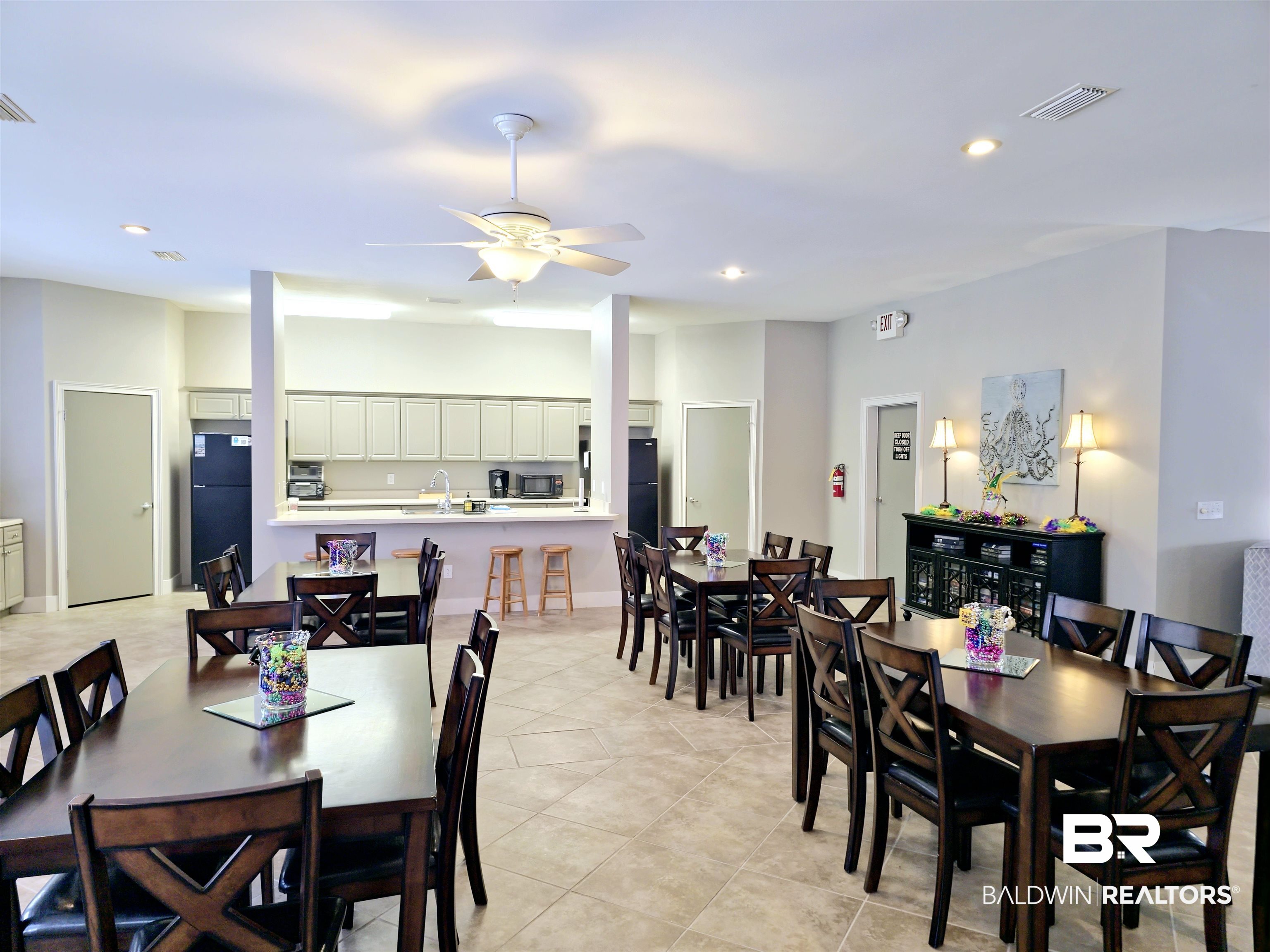 4650 Griffith Marina Road, Unit 12 Orange Beach, AL 36561 - Photo 20 of 34 Dining area featuring recessed lighting, ceiling fan, and light tile patterned floors