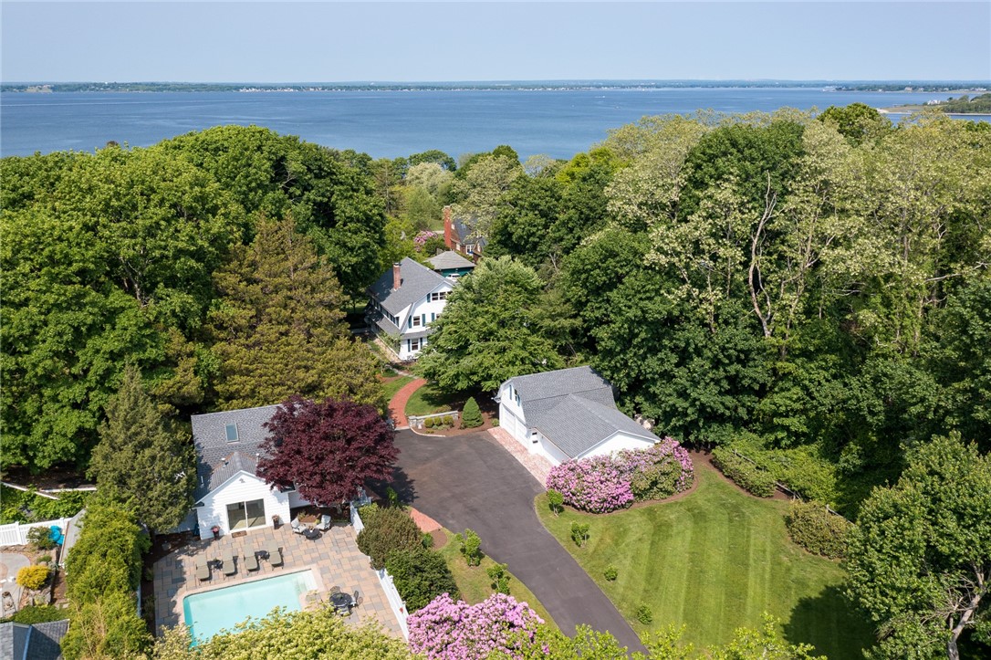 79 Ridge Road Bristol, RI 02809 - Photo 2 of 47 Main house, garage and guest/pool house aerial