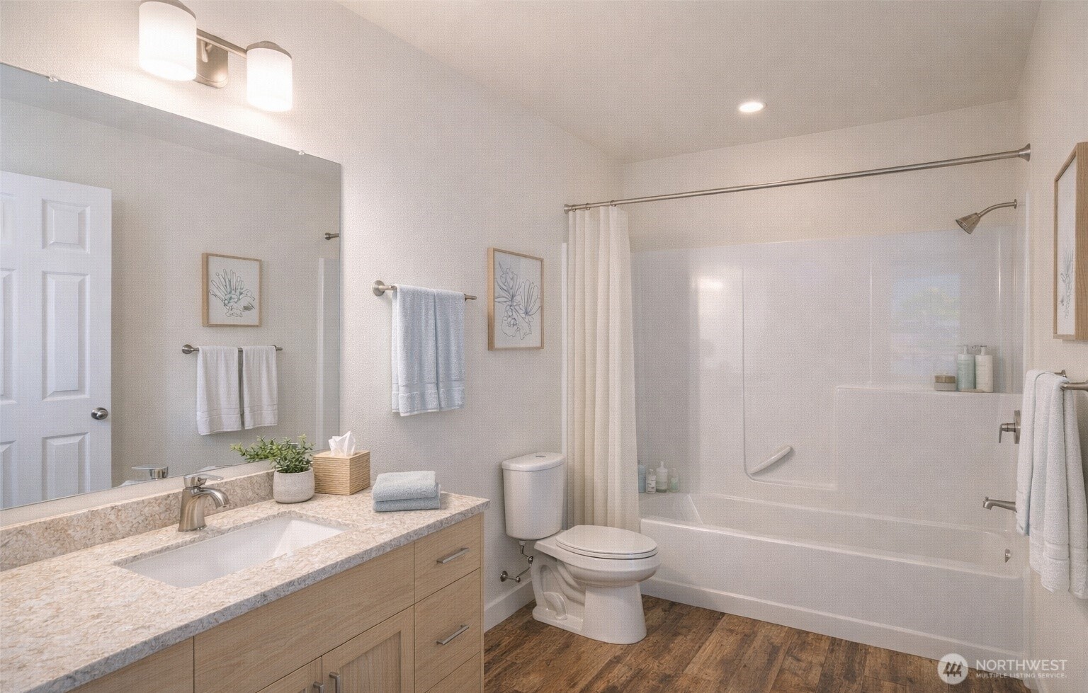 65 Gerard Lane Friday Harbor, WA 98250 - Photo 15 of 21 a bathroom with a granite countertop sink a toilet and shower