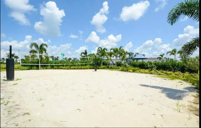a view of a park with slide
