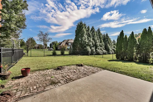 a view of a backyard of the house