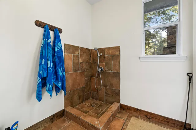 a bathroom with a shower