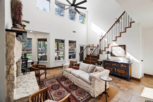 a living room with furniture