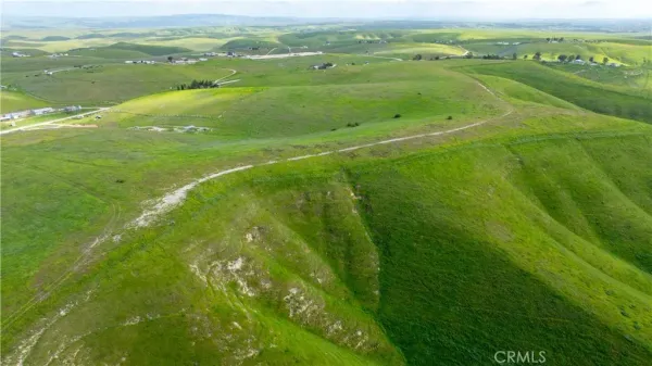 a view of a field with an ocean