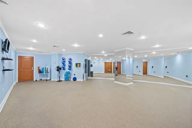 a view of a room with a garage