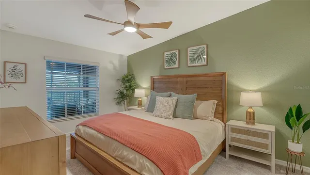 a view of a lake with a big yard