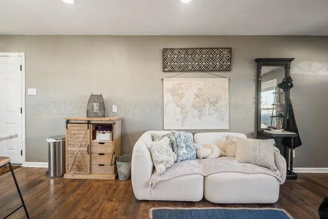 a living room with furniture