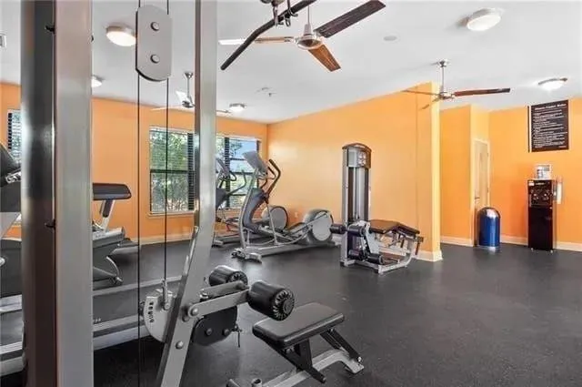 a view of a room with gym equipment