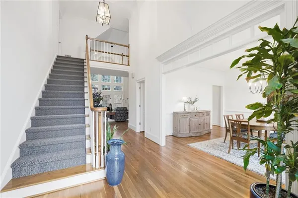 a view of a entryway with wooden floor