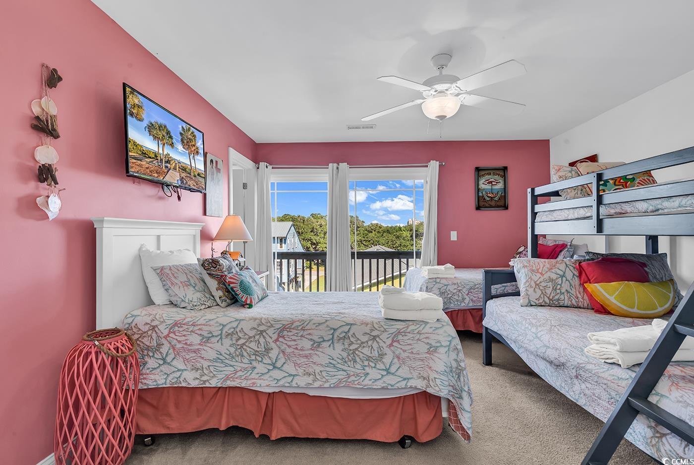 124 B Vista Drive Murrells Inlet, SC 29576 - Photo 20 of 38 Carpeted bedroom featuring access to outside and a ceiling fan