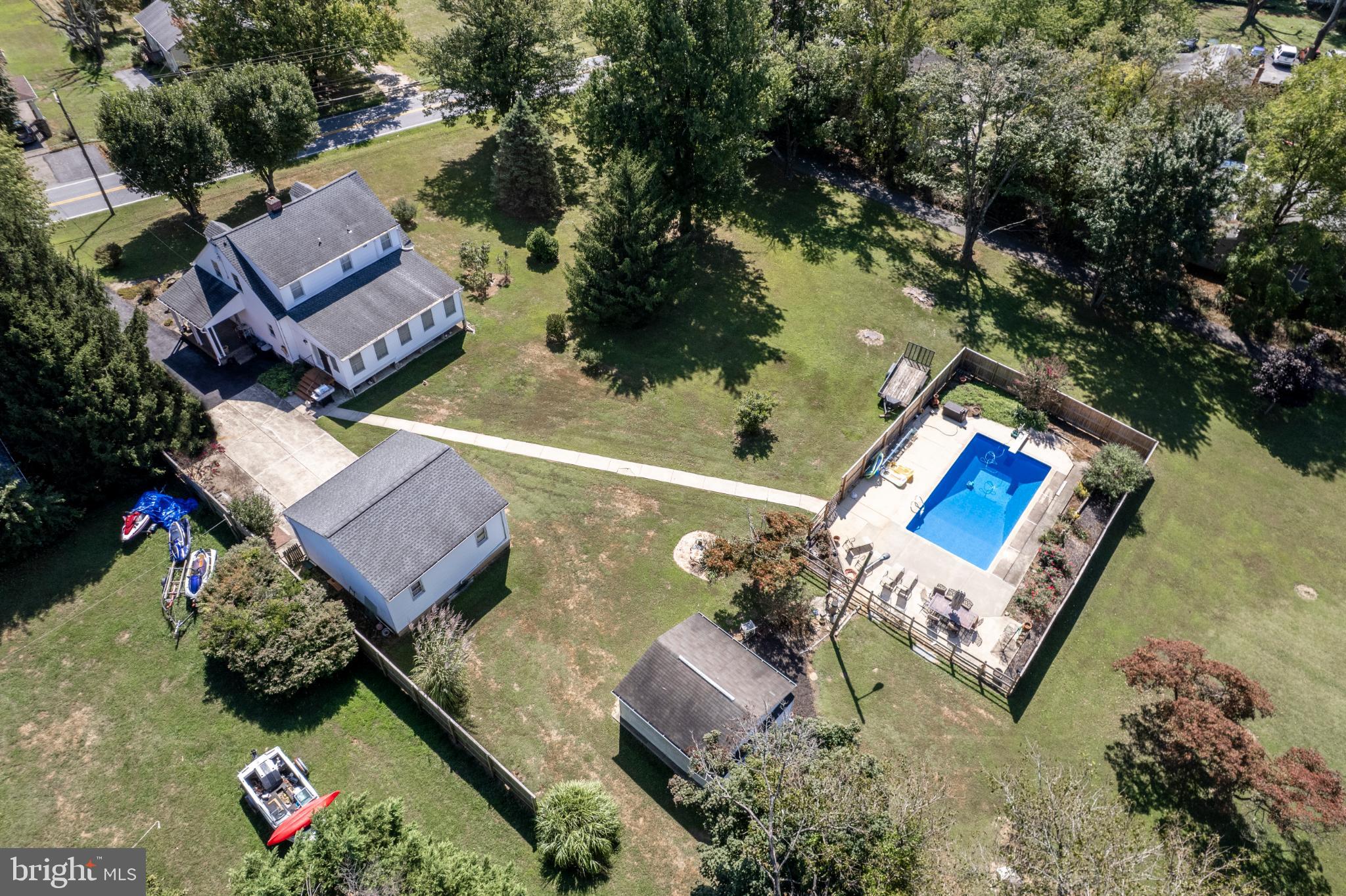 3402 Offutt Road Randallstown, MD 21133 - Photo 51 of 63 an aerial view of residential house with outdoor space and swimming pool