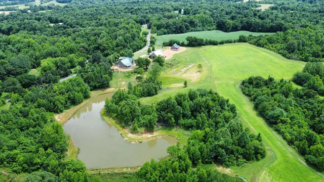 a view of a lake with a houses