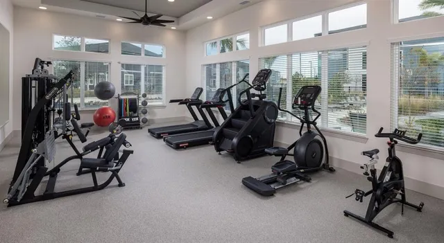 a view of a room with gym equipment