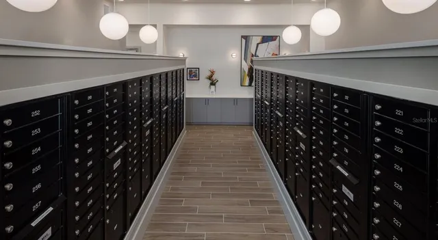 a hallway with wooden floor