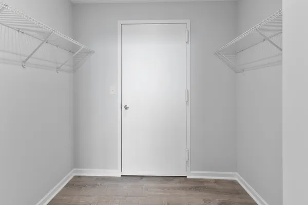 a view of an empty walk in closet