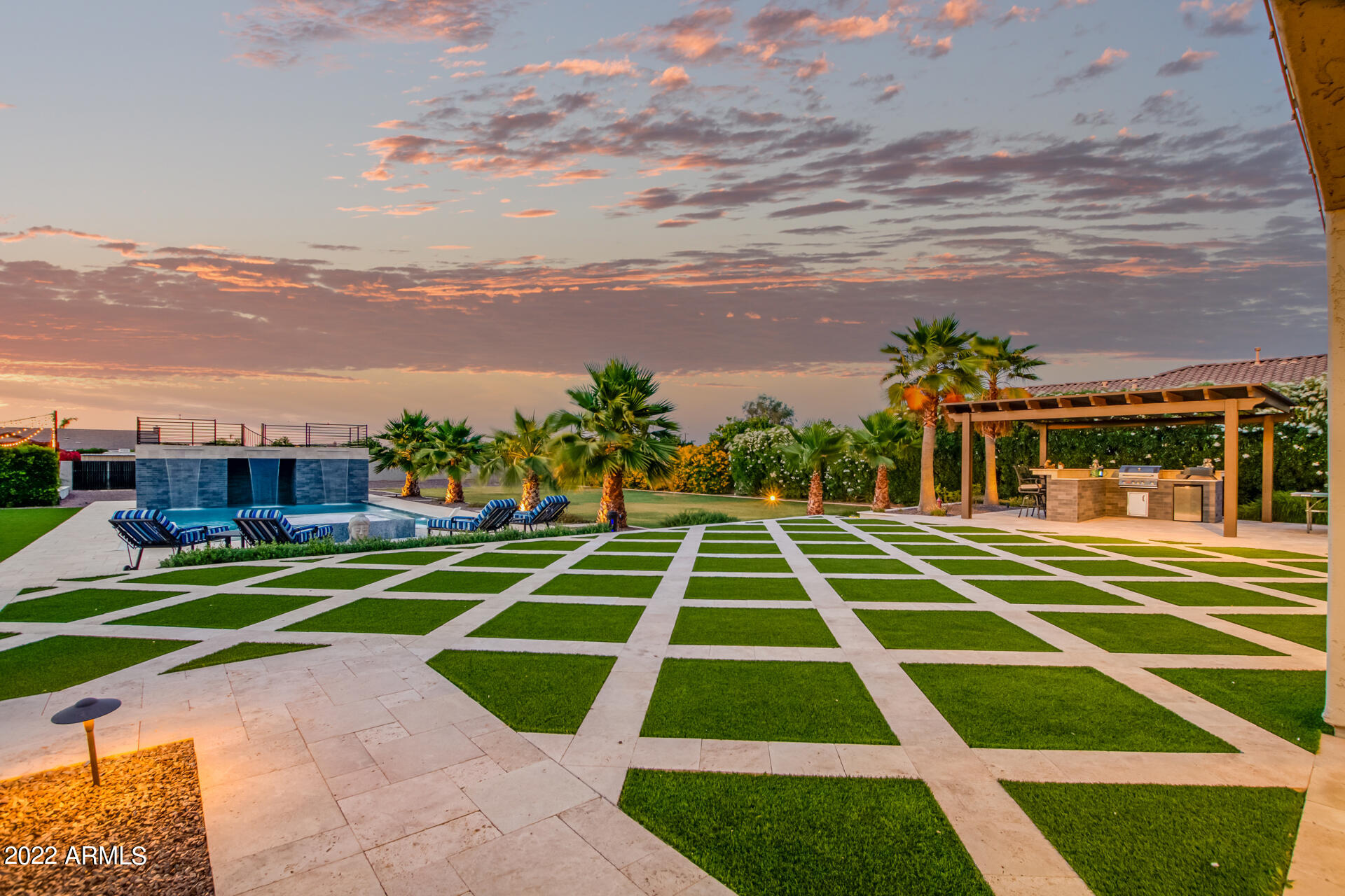 3296 East Vallejo Court Gilbert, AZ 85298 - Photo 13 of 122 Backyard W/ Turf & Traverntine