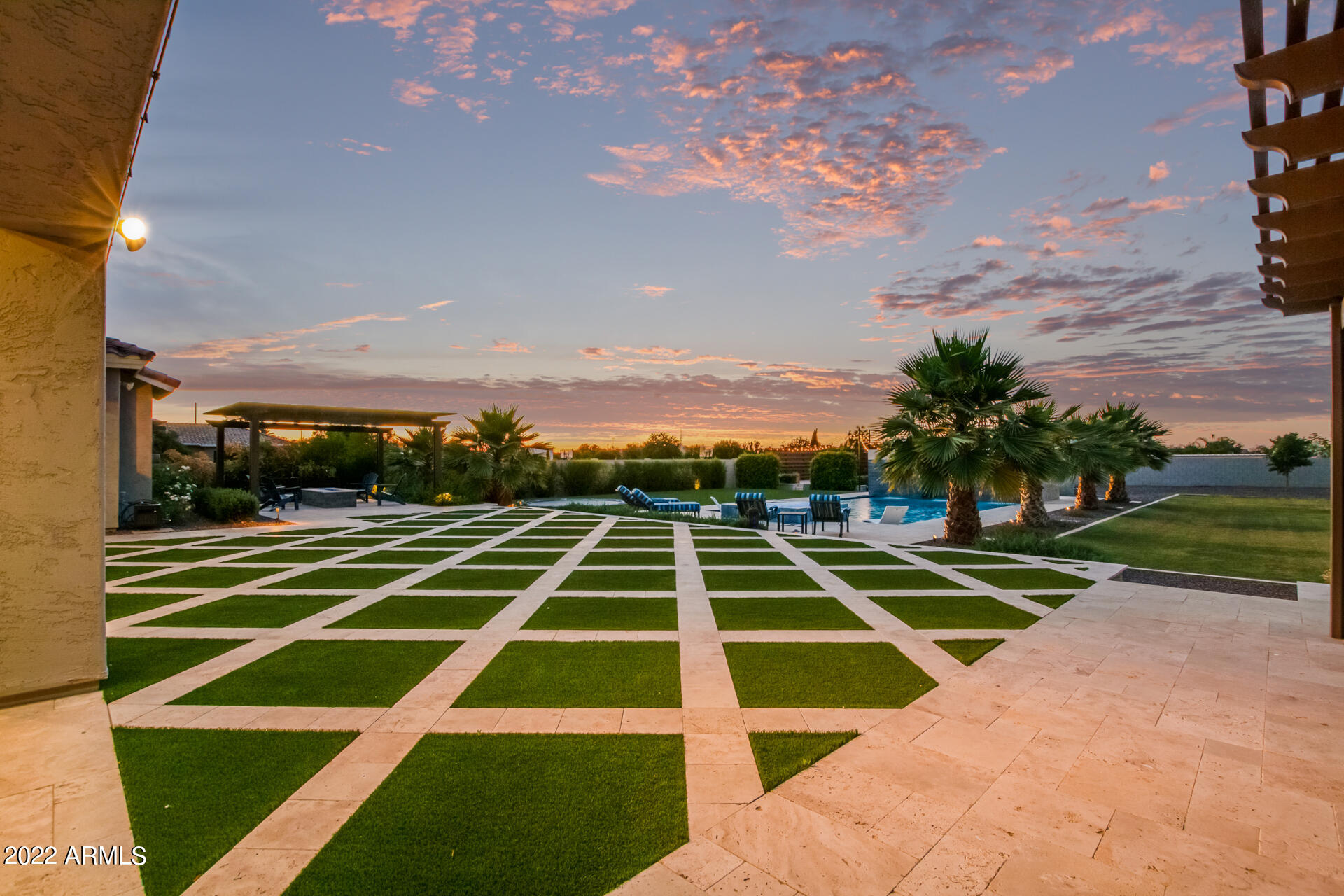 3296 East Vallejo Court Gilbert, AZ 85298 - Photo 16 of 122 Backyard W/ Turf & Traverntine