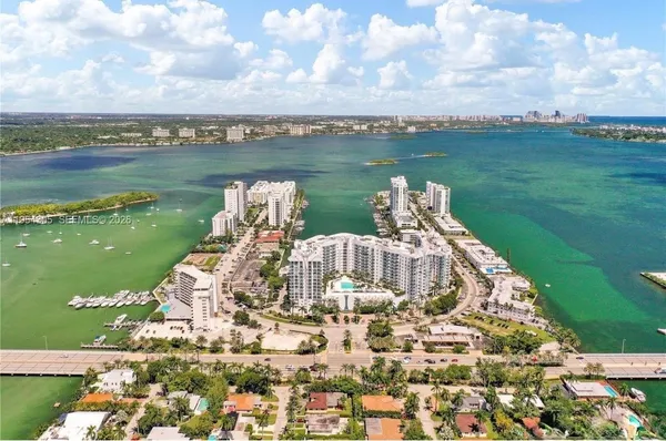a view of a lake with a city view