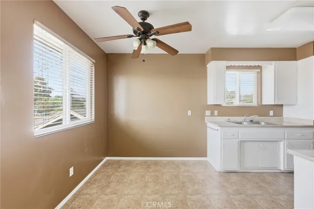 a view of cabinets with window