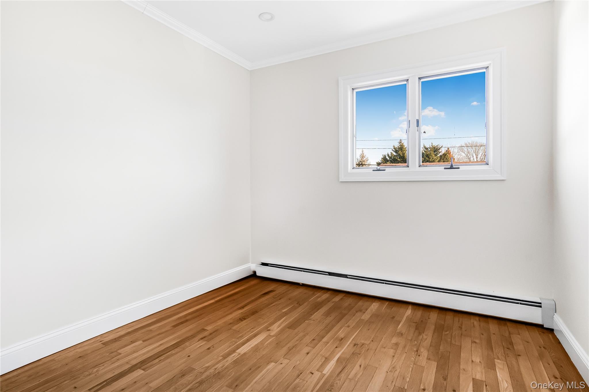 107 Beverly Road Massapequa, NY 11758 - Photo 16 of 30 a view of an empty room with wooden floor and a window