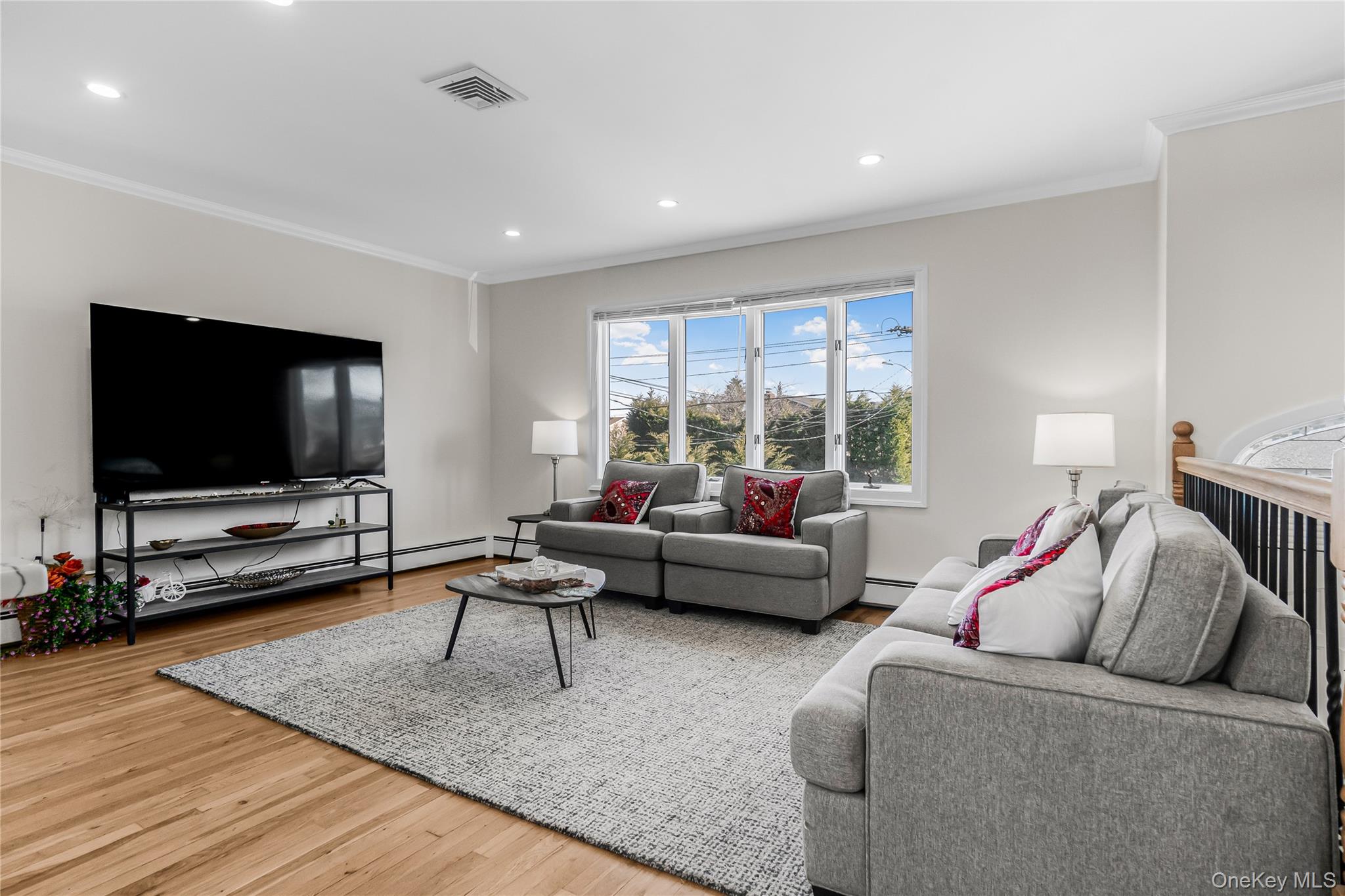 107 Beverly Road Massapequa, NY 11758 - Photo 6 of 30 a living room with furniture and a flat screen tv