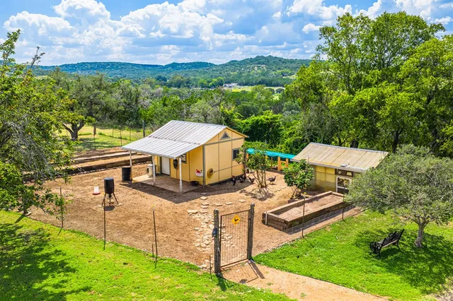 a view of a terrace with a garden