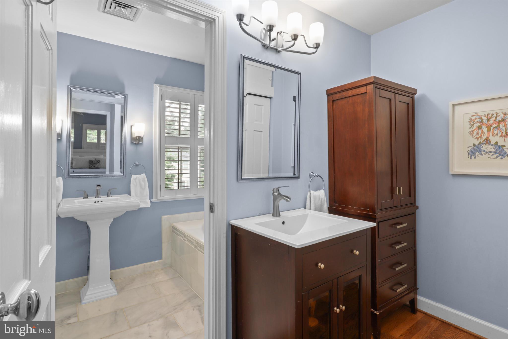 2905 Dartmouth Road Alexandria, VA 22314 - Photo 21 of 28 a bathroom with a sink a mirror and a bathtub