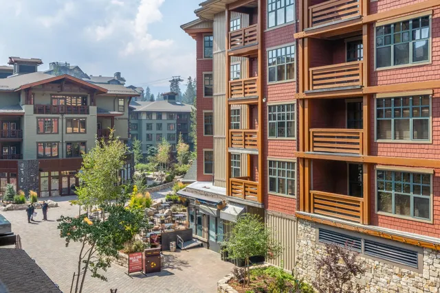 a front view of a multi story building