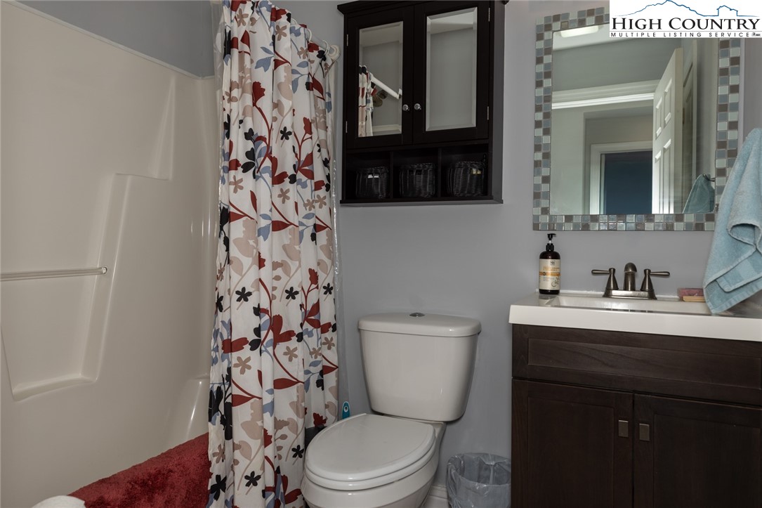 111 Peace Hill Road Fleetwood, NC 28626 - Photo 22 of 49 a bathroom with a toilet a sink and a mirror
