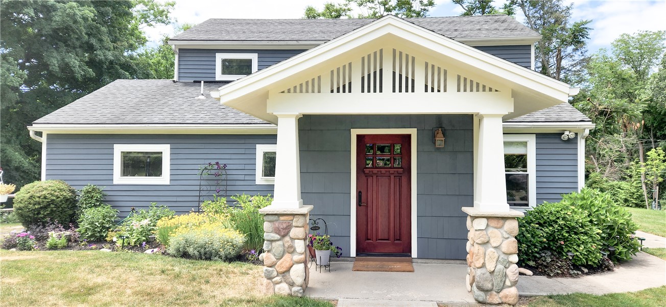 595 Lake Road Webster, NY 14580 - Photo 4 of 49 Summer view of custom designed/built portico