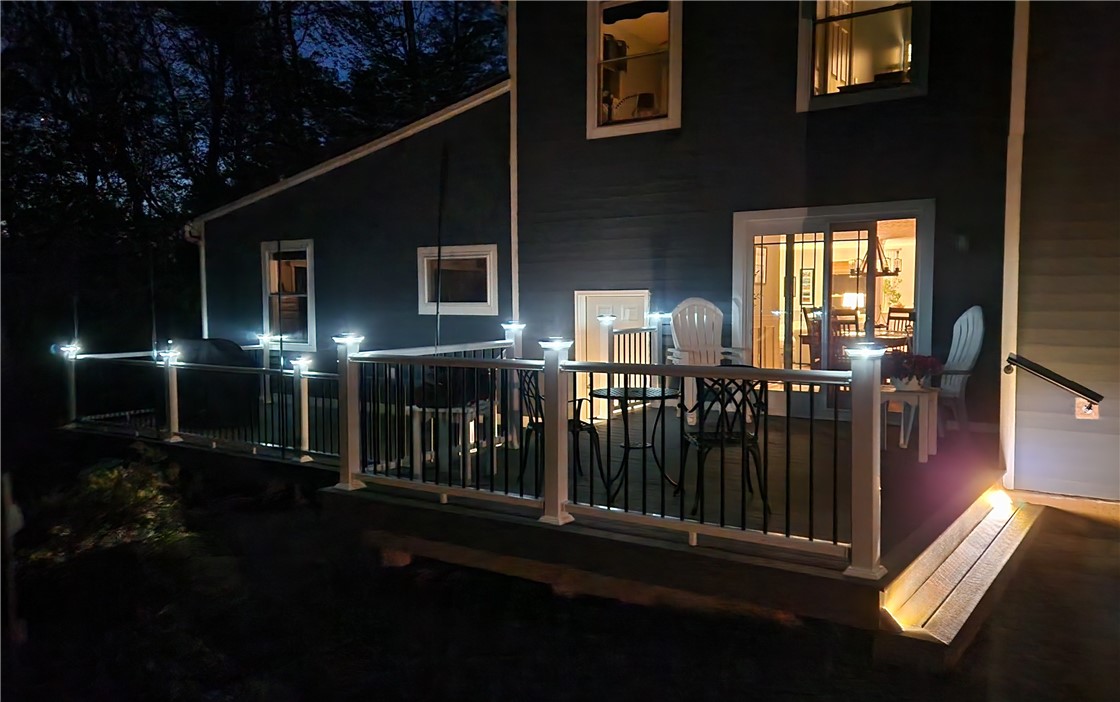 595 Lake Road Webster, NY 14580 - Photo 41 of 49 Summer photo of new deck - solar powered lights on