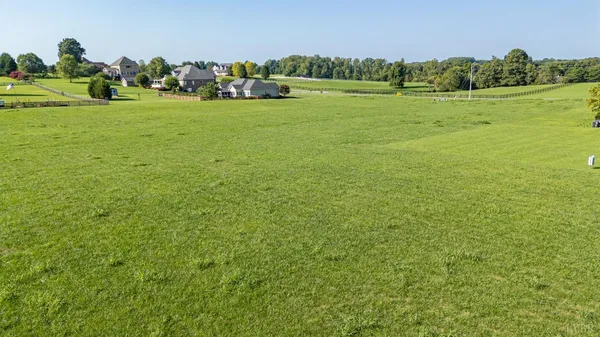 a view of a field with an ocean