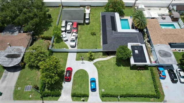 an aerial view of a house