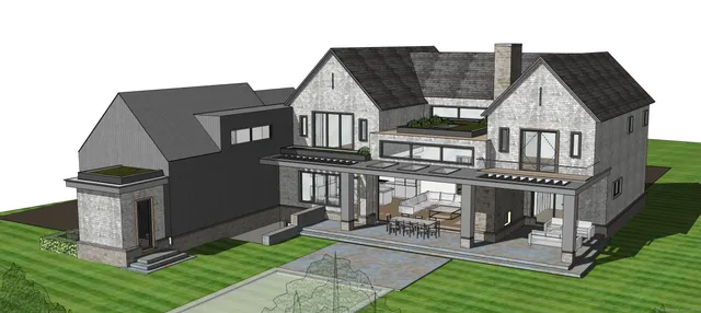 a view of multiple houses with a yard