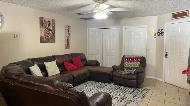 a living room with furniture