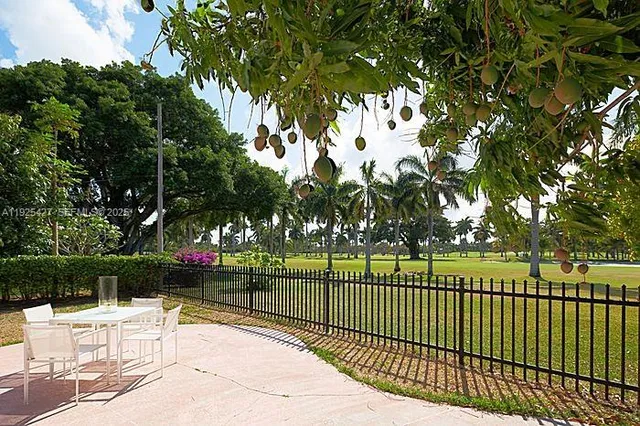 a view of a yard and a trees