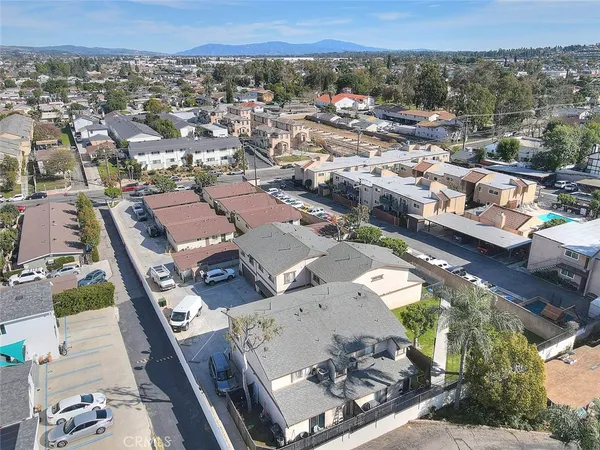 an aerial view of a residential houses
