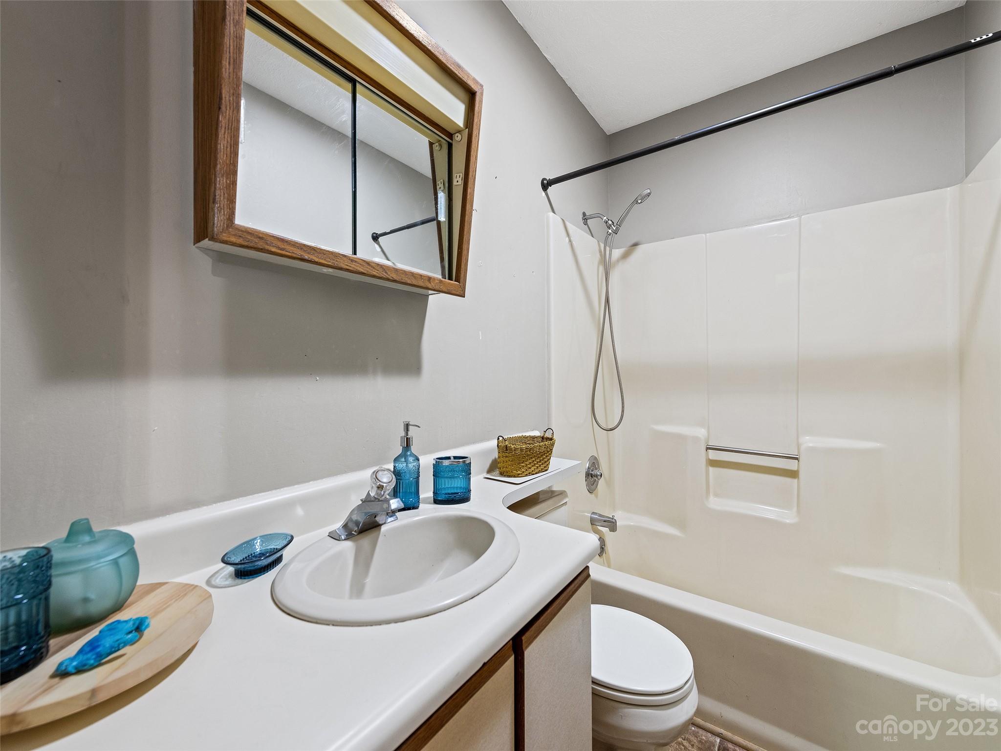 260 Reuben Branch Road Maggie Valley, NC 28751 - Photo 23 of 24 a bathroom with a sink a toilet and a mirror