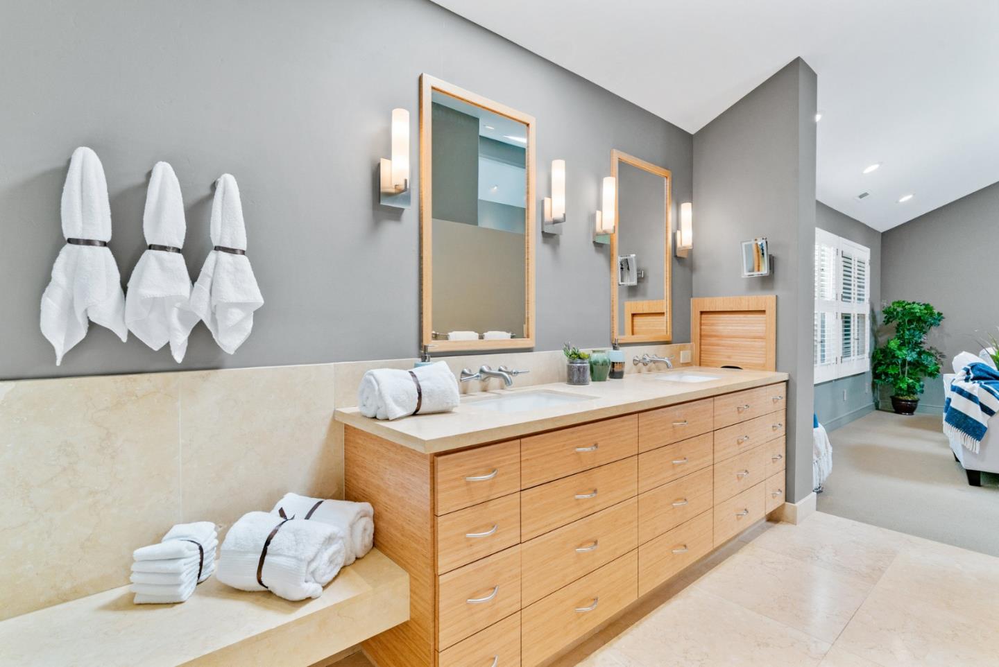500 Bear Valley Road Aptos, CA 95003 - Photo 51 of 91 a bathroom with a double vanity sink and a mirror