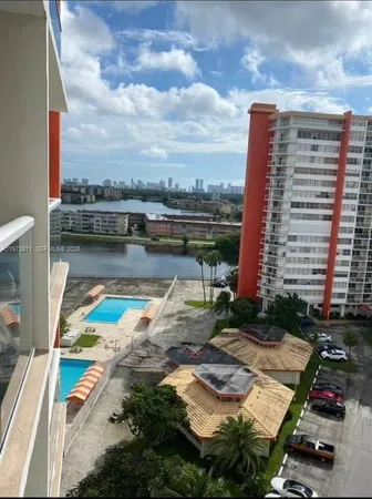 a view of a lake with a terrace