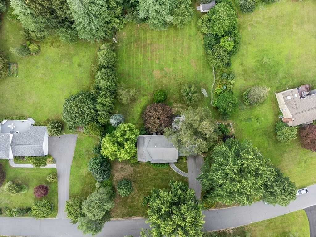 123 Victoria Road Sudbury, MA 01776 - Photo 34 of 42 an aerial view of residential house with outdoor space and trees all around