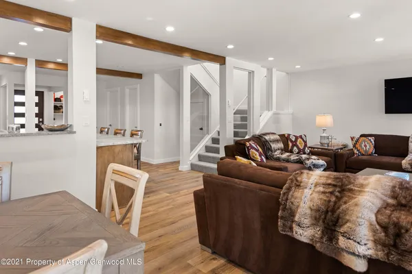 a living room with furniture and a couch