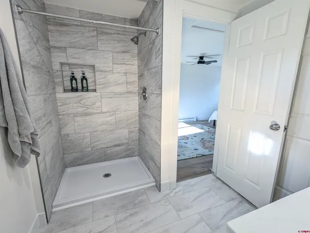 a bathroom with a shower