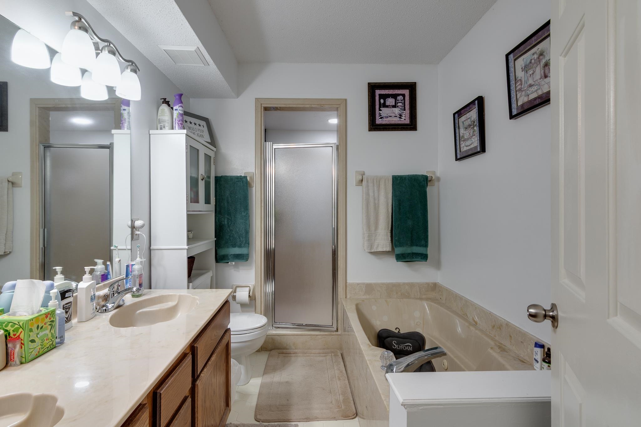 4099 Soderlund Cove Millington, TN 38053 - Photo 15 of 26 Full bathroom with double vanity, a bath, and a shower stall