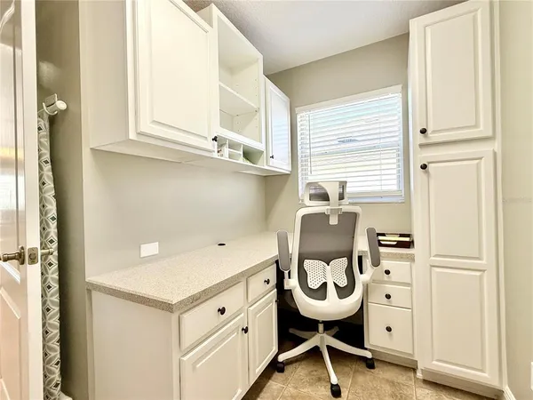a view of a garage with furniture