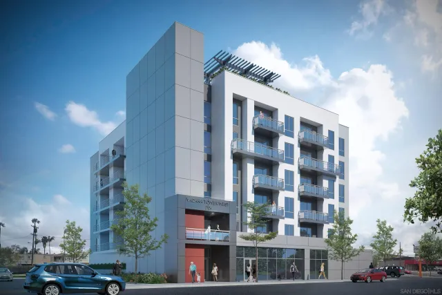 a front view of a building