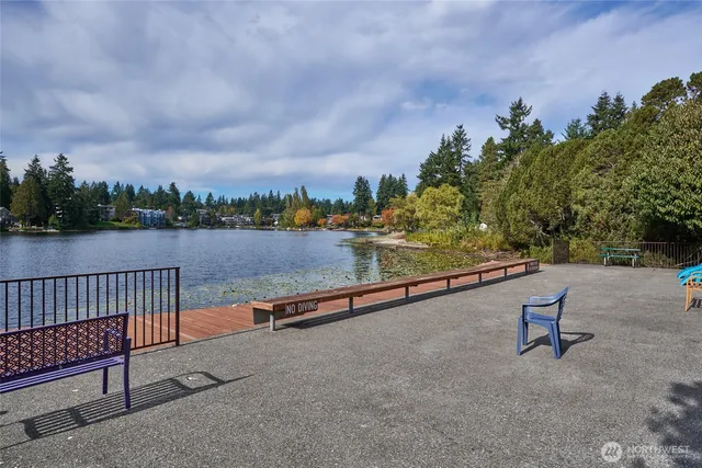 a view of a lake with houses