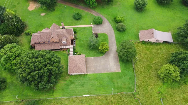 an aerial view of a house