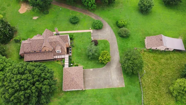 an aerial view of a house