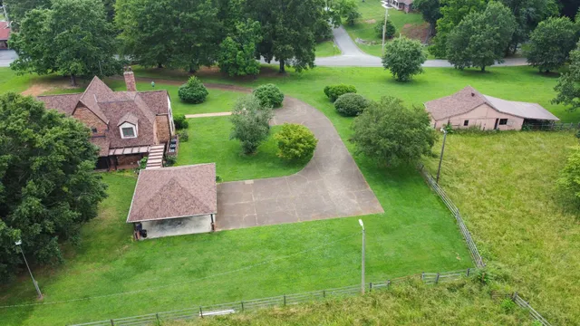 an aerial view of a house